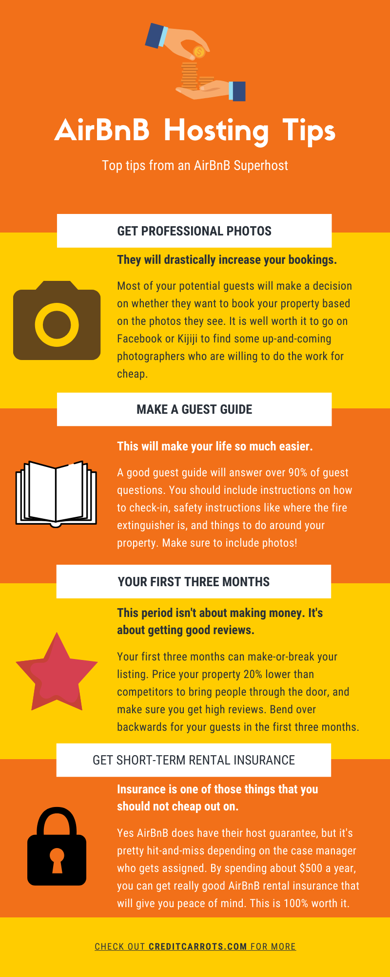 AirBnB Hosting Tips Infographic | Credit Carrots